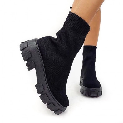 Slip-on дамски черни боти тип чорап it051021-16 5