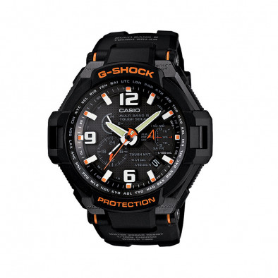 Мъжки спортен часовник Casio G-SHOCK черен с оранжеви надписи и детайли
