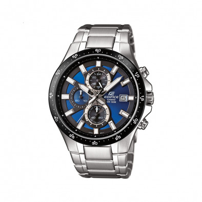 Мъжки часовник Casio Edifice сребрист браслет със син циферблат