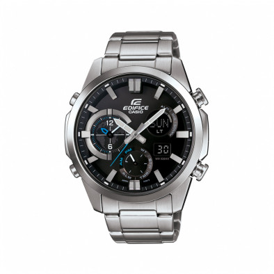 Мъжки часовник Casio Edifice сребрист браслет с малки сини детайли