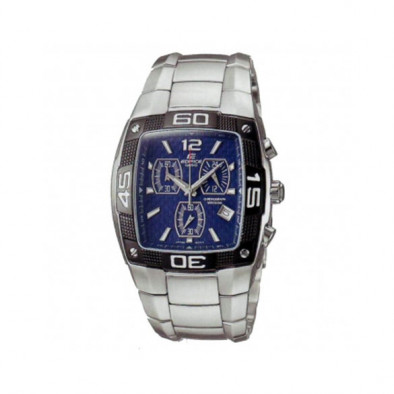 Мъжки часовник Casio Edifice сребрист браслет с правоъгълен циферблат с черен кант