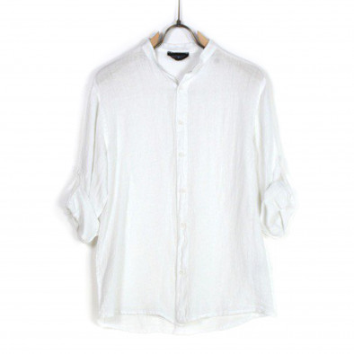 Мъжка ленена риза бяла it260523-4 4