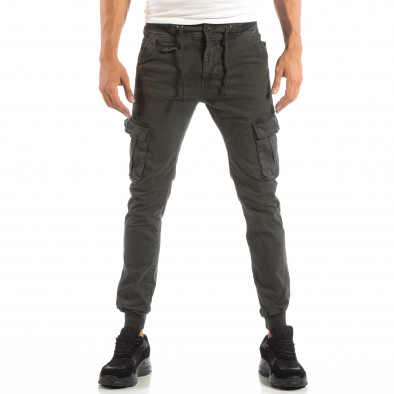 Сив Slim Cargo панталон с ластичен колан и маншети it240818-26 3