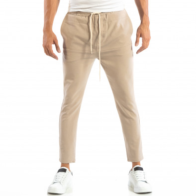 Лек мъжки панталон тип Jogger в сиво-бежово it240818-65 2