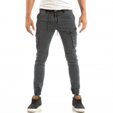 Мъжки син карго джогър панталон с черен колан it240818-17 3