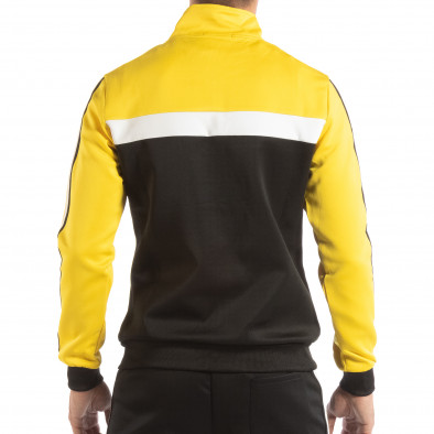 Мъжки черен суичър с кант 5 striped с жълто it240818-108 3