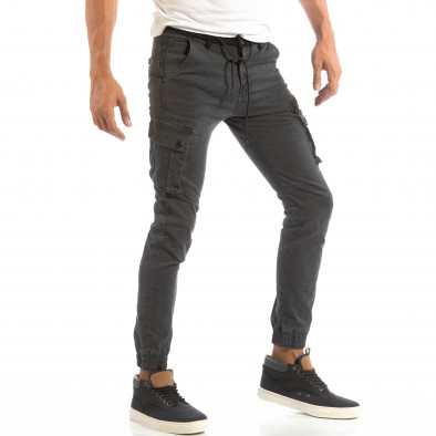 Мъжки сив карго джогър панталон с черен колан it240818-16 2