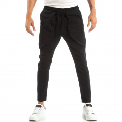 Еластичен мъжки черен панталон с големи джобове it240818-64 3