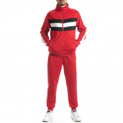 Мъжки червен спортен комплект с ивици it051218-89 2