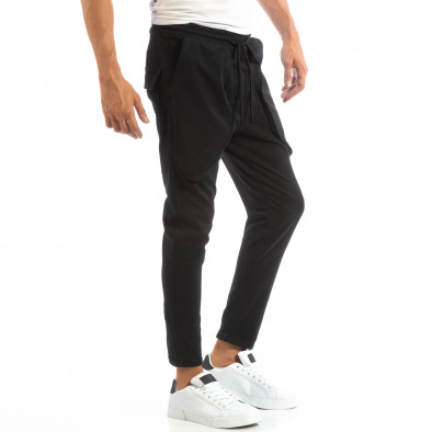 Еластичен мъжки черен панталон с големи джобове it240818-64 2