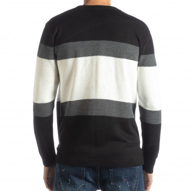 Мъжки черно-бял пуловер от вълнена смес it051218-60 3
