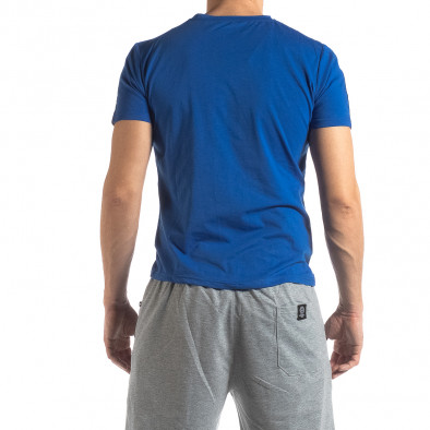 Яркосиня мъжка тениска с лого кант it210319-84 4