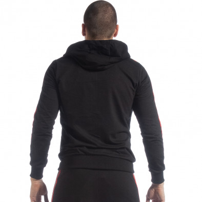 Черен мъжки суичър с качулка и кантове it040219-96 4