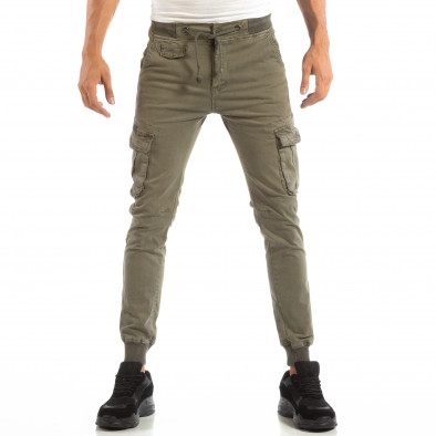 Сиво-зелен Slim Cargo панталон с ластичен колан и маншети it240818-25 4