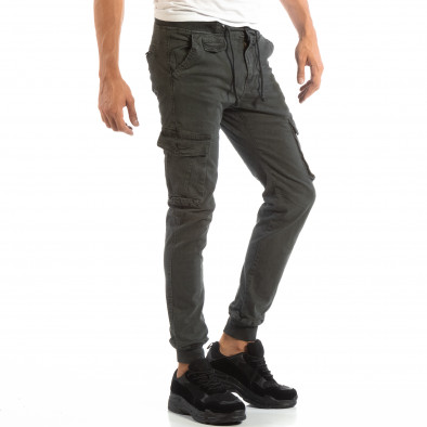 Сив Slim Cargo панталон с ластичен колан и маншети it240818-26 2