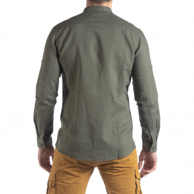 Мъжка ленена риза цвят милитъри it260523-5 3