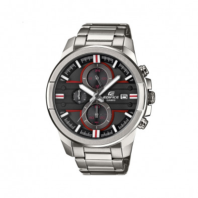 Мъжки часовник Casio Edifice сив браслет с червени детайли