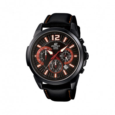 Мъжки часовник Casio Edifice черен с оранжево-бели индекси