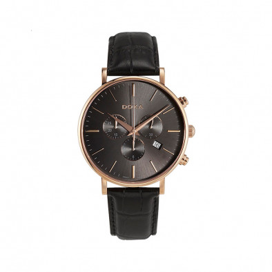Мъжки часовник DOXA D-Light черен с розова позлата на касата