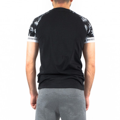 Мъжка черна тениска с лого и реглан ръкав gr250322-2 3