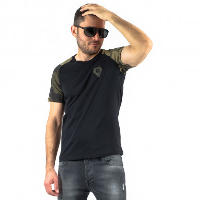 Мъжка черна тениска ръкав камуфлаж tr250322-41 4