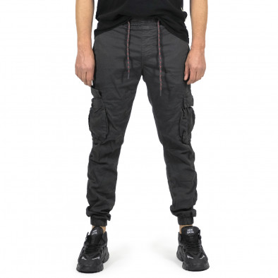 Мъжки тъмносив карго панталон с ластик на кръста 8154 tr191022-3 2