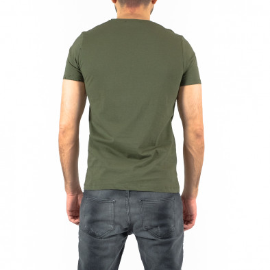 Мъжка зелена тениска контрастен принт tr250322-51 3