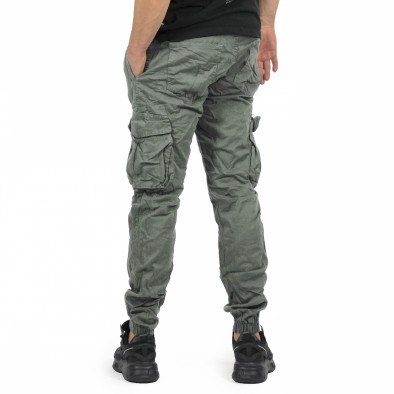 Мъжки сиво-зелен карго панталон с ластик на кръста 8154 tr160123-1 3