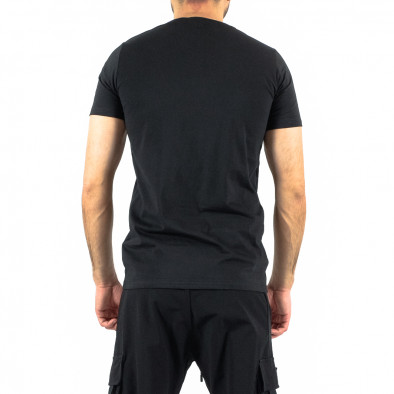 Мъжка черна тениска с принт и кристали gr250322-4 3