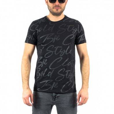 Мъжка тениска с принт в черно tr250322-40 2