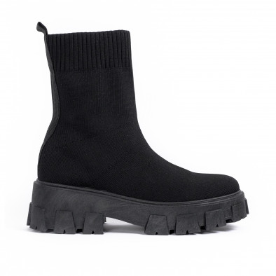 Slip-on дамски черни боти тип чорап it051021-16 2