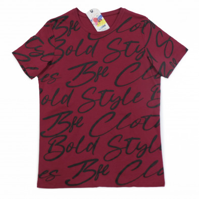 Мъжка тениска с принт цвят бордо tr250322-39 4