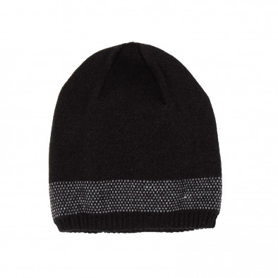 Мъжка черна шапка с кант двойна плетка il161220-8 2
