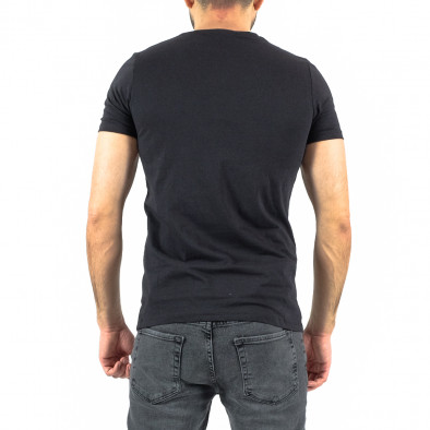 Мъжка черна тениска с едър принт tr250322-62 3