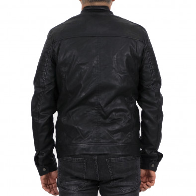 Рокерско черно кожено яке с подплата it121022-10 4