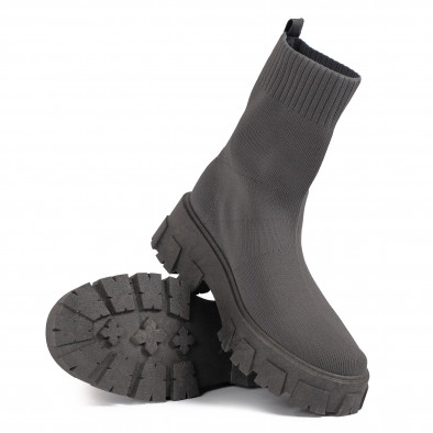 Slip-on дамски сиви боти тип чорап it051021-17 4