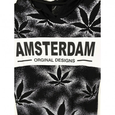 Мъжка черна тениска с качулка Amsterdam it250322-8 4