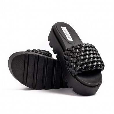 Дамски черни чехли на платформа с грайфер it210621-7 4