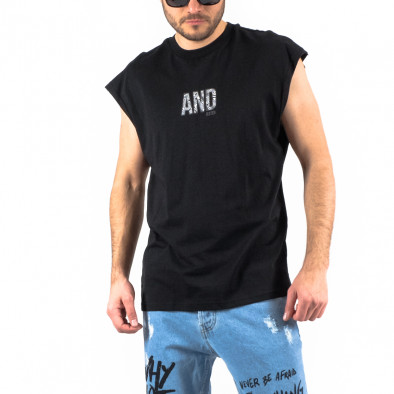 Oversize мъжка черна тениска без ръкави tr250322-73 2