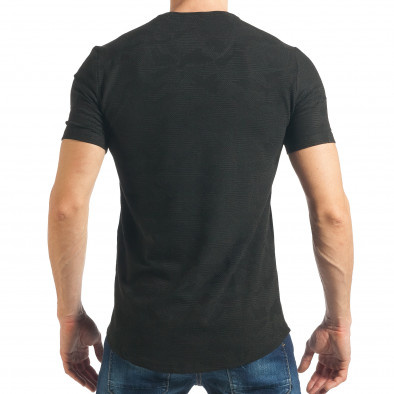 Мъжка черна Slim fit тениска от релефна материя tsf020218-31 3