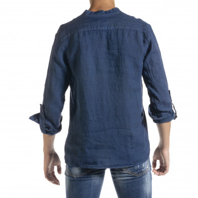 Ленена мъжка риза в синьо рустик стил it010720-34 3