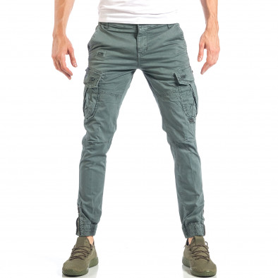 Мъжки сив карго панталон с кръпки it040518-24 2