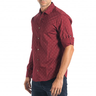 Мъжка червена риза с принт на малки триъгълничета tsf270917-5 4