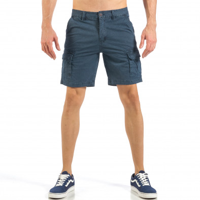 Мъжки къси карго панталони в синьо с дребен принт it260318-131 2