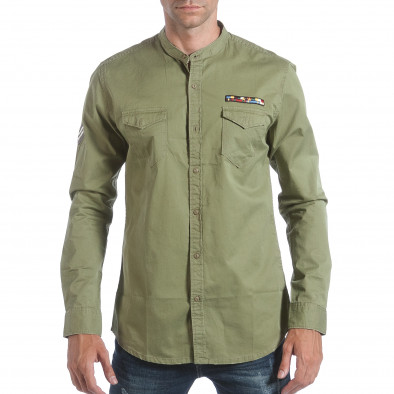 Мъжка военно зелена риза с джобове на гръдите it160817-90 2