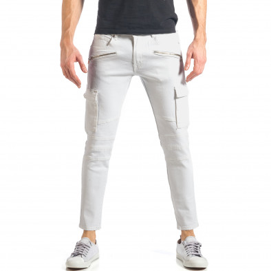 Мъжки бели дънки с карго джобове it290118-19 2