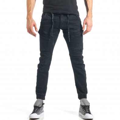 Мъжки черни дънки с допълнителни джобове it290118-41 2