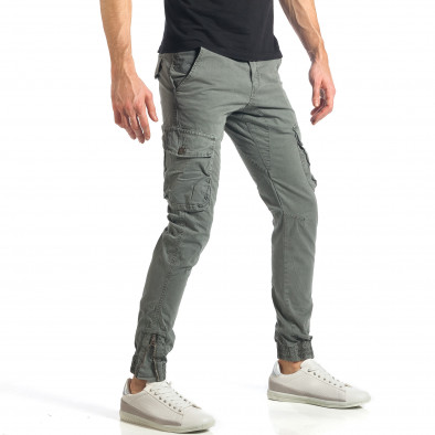 Мъжки сив карго панталон с ципове на крачолите it290118-33 3