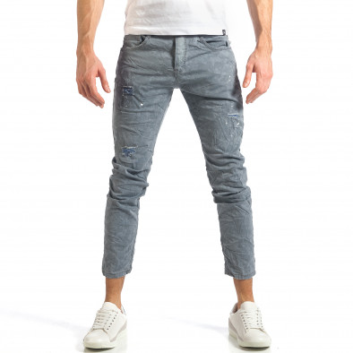 Мъжки сив панталон с пръски боя it290118-2 2