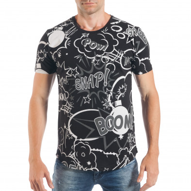 Черна мъжка тениска с комикс надписи tsf250518-16 2